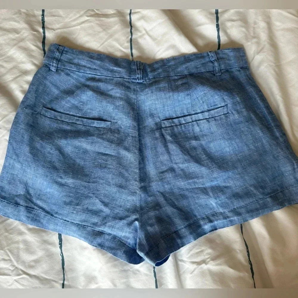 BB Dakota Light Blue Linen Dane Shorts - Picture 8 of 9